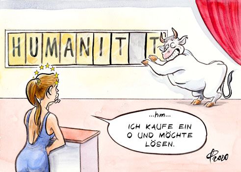 Paolo Calleri Karikaturist Freier Grafiker Illustrator Politische Karikatur Fremdschamrad Eu Europa Griechenland Lesbos Moria Fluchtlingscamp Lager Brand Wirtschaft Arbeit Soziales Finanzen Grenzen Migration Wurde Politik