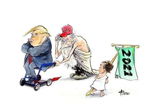 Paolo Calleri Karikaturist Freier Grafiker Illustrator Politische Karikatur Kehraus Welt Silvester Jahreswechsel Neujahr 21 Usa Prasidentschaft Wahlen Donald Trump Amtsubergabe Amt Prasident Covid 19 Gluck Hoffnung