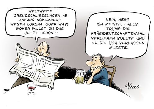 Paolo Calleri Karikaturist Freier Grafiker Illustrator Politische Karikatur Vorkehrung Welt Corona Covid 19 Infektionen Neuinfektionen Prasident Prasidentschaftswahl Usa Vereingite Staaten Republikaner Demokraten Amtsinhaber